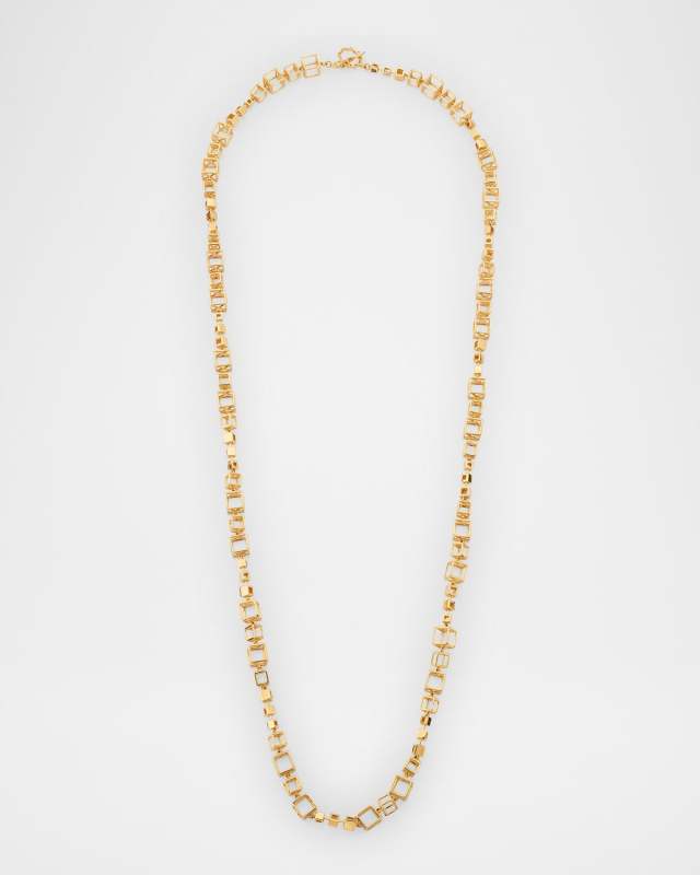 18K Large and Small Cube Necklace, 41"L
